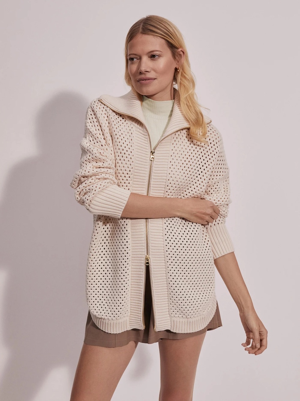 Varley Finn Zip-Through Knit Jacket Sweater L/XL